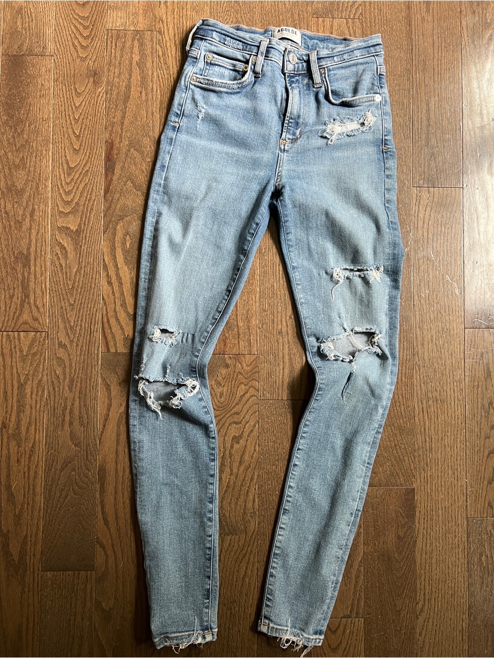 Agolde Light Blue Distressed Skinny Jeans